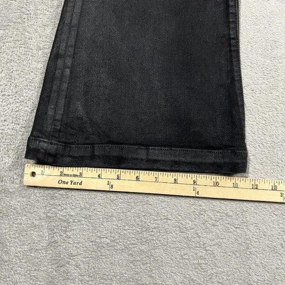 Paige Jeans Womens 28 Black Luxe Coating Genevieve Flare Pants Stretch - Picture 3 of 16